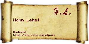 Hohn Lehel névjegykártya
